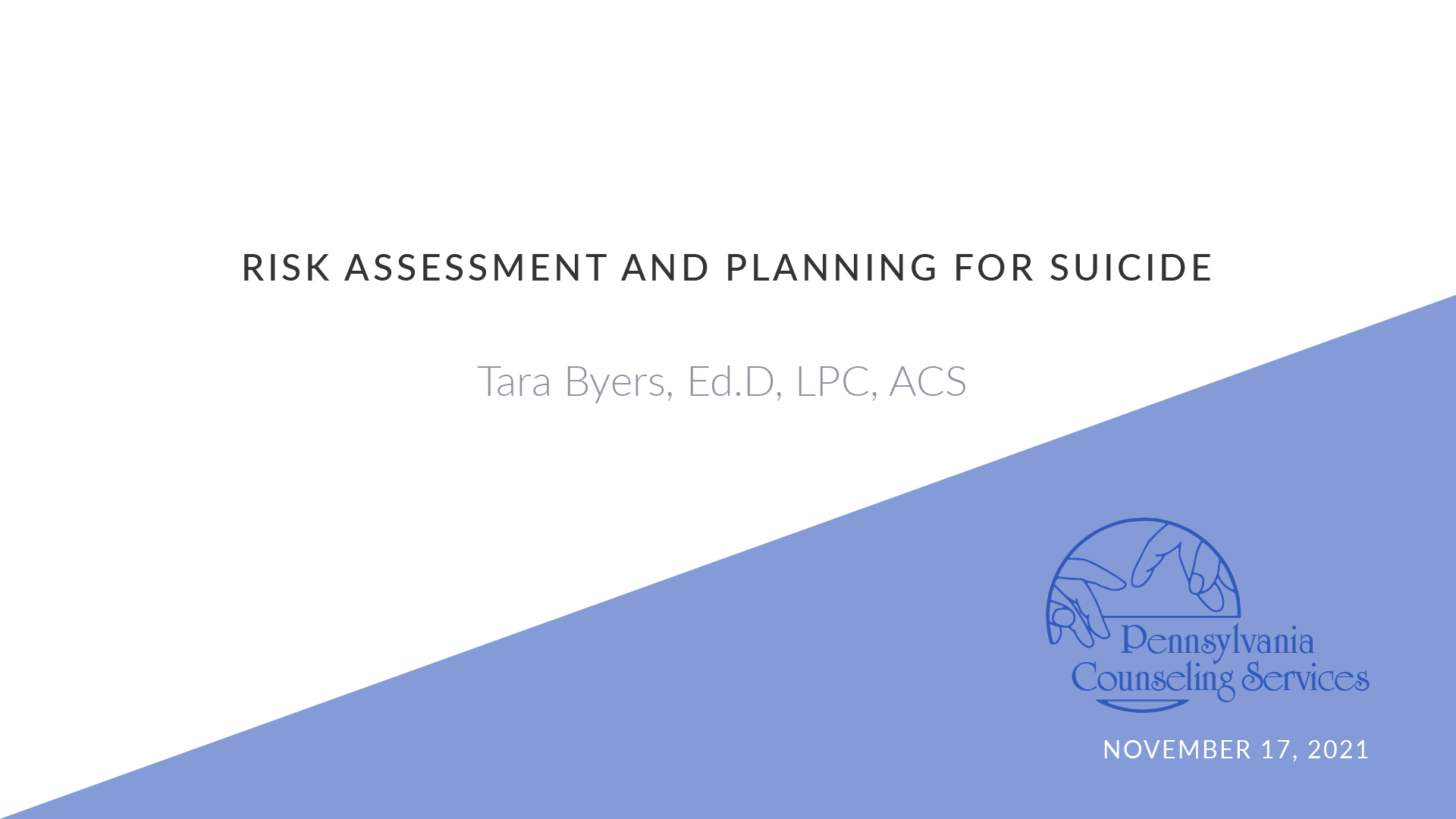Risk Assessment and Safety Planning for Suicide