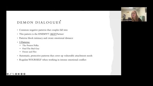 Fostering Security: Working with the Demon Dialogues in Couples Counseling