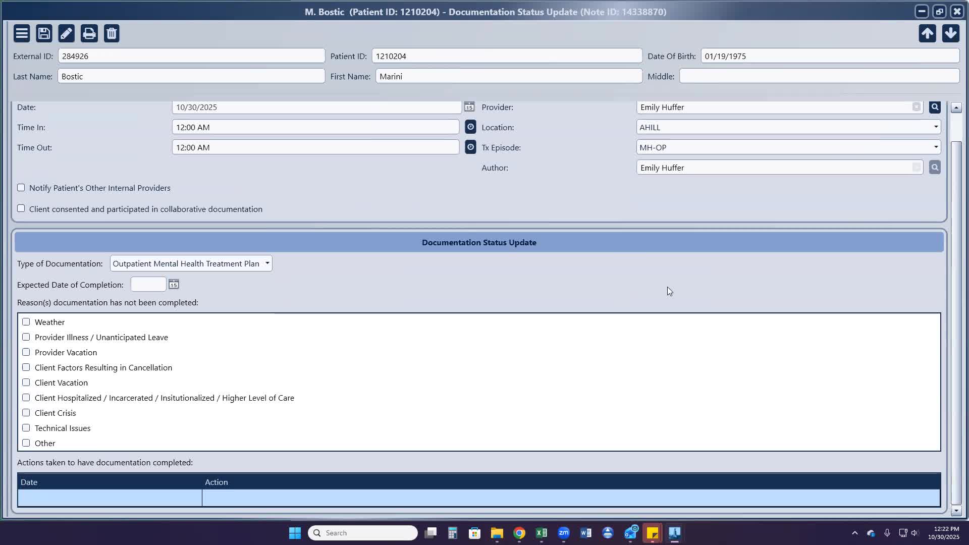 Documentation Status Updates (Exemption Requests)