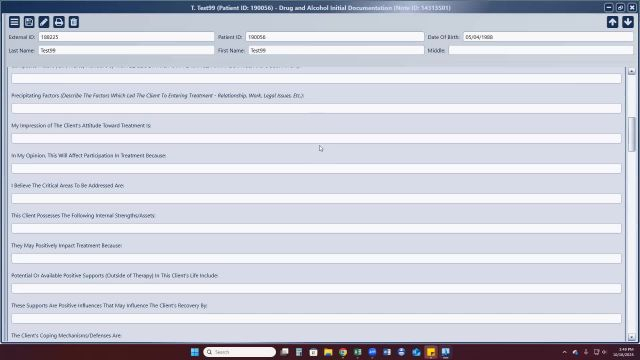 Drug and Alcohol Initial Documentation