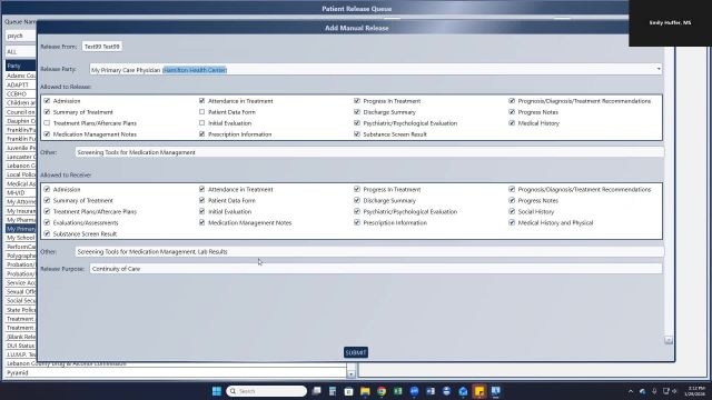 Sending Releases to Patient Portal